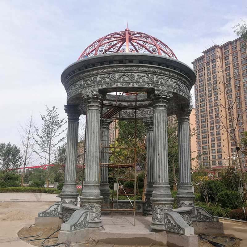 歐式景觀涼亭，小區(qū)花園休息亭子，石雕景觀亭子，綠色景觀涼亭1.jpg