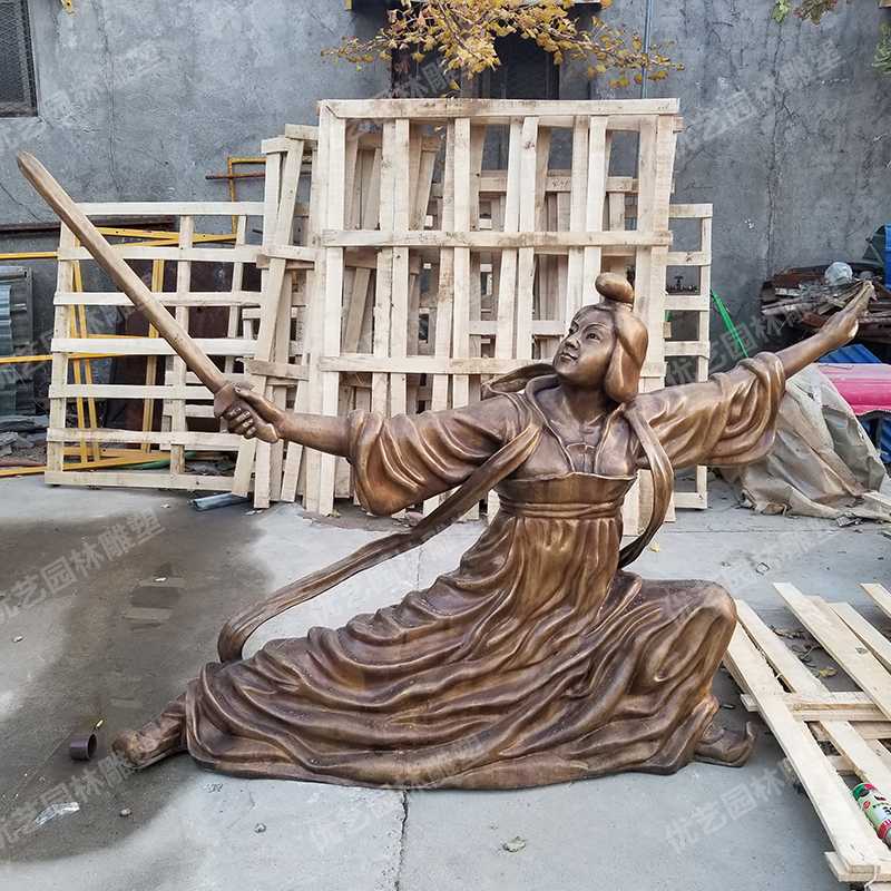 銅舞劍人物雕塑，古代銅人物雕塑